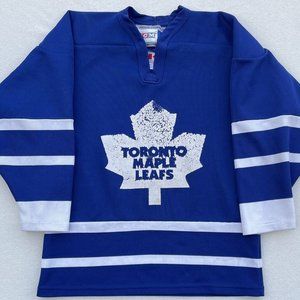 Vintage 1990’s Toronto Maple Leafs Blue Jersey White Logo CCM Y L/XL Gilmour